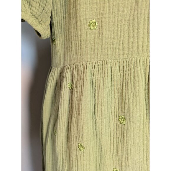 Roolee Green Embroidered Floral Puff Sleeve Smocked Dress Size M - Picture 10 of 10